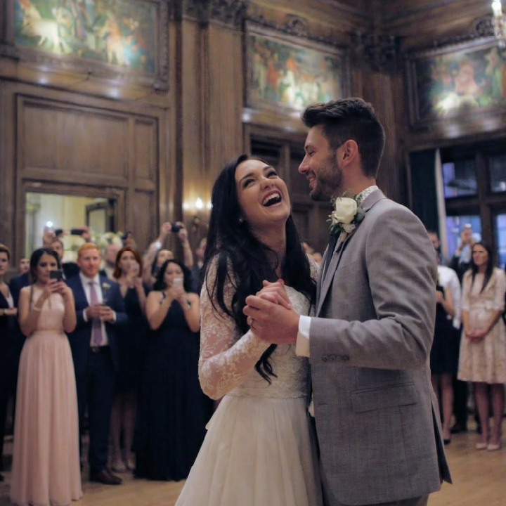 Couple dancing at their wedding