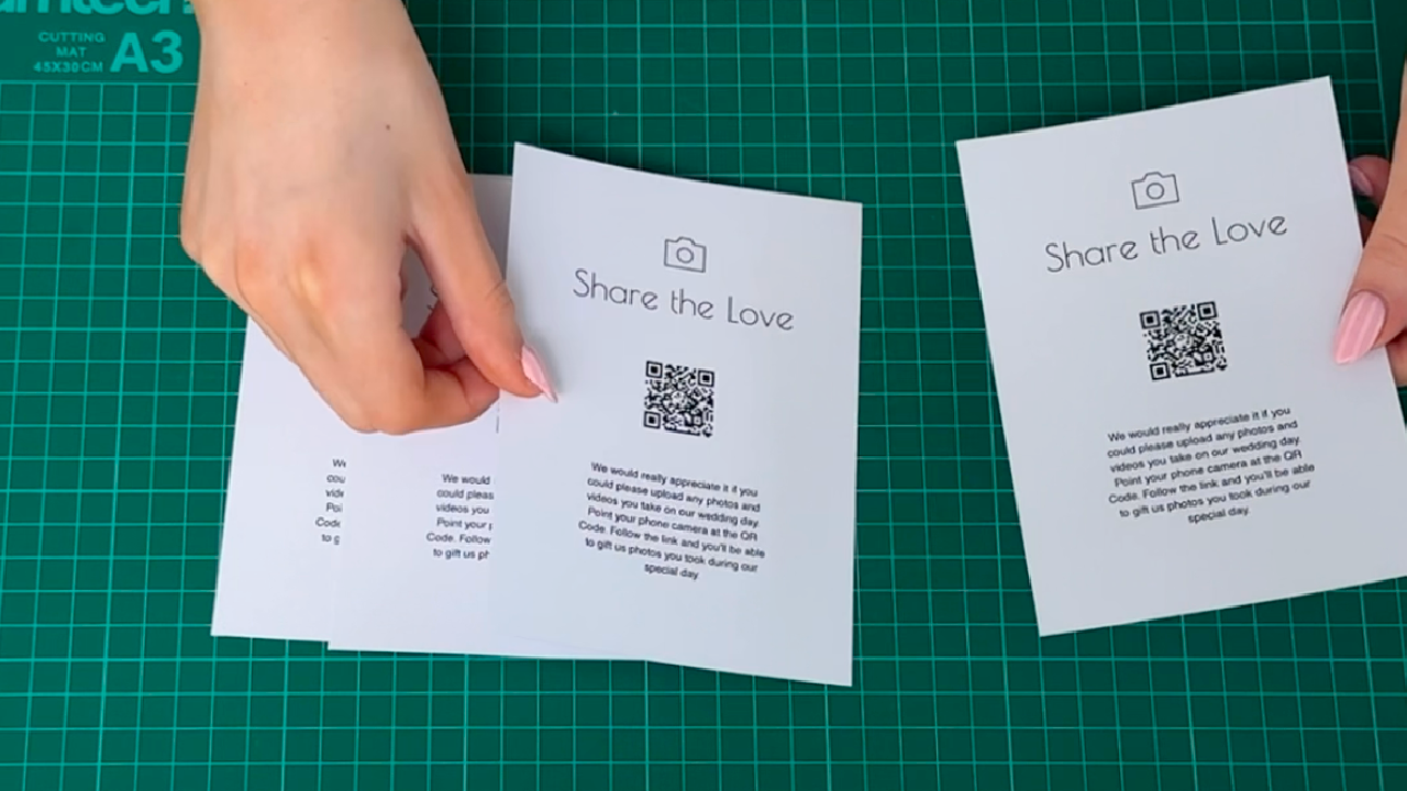 Wedding QR code signage example with a simple black and white design