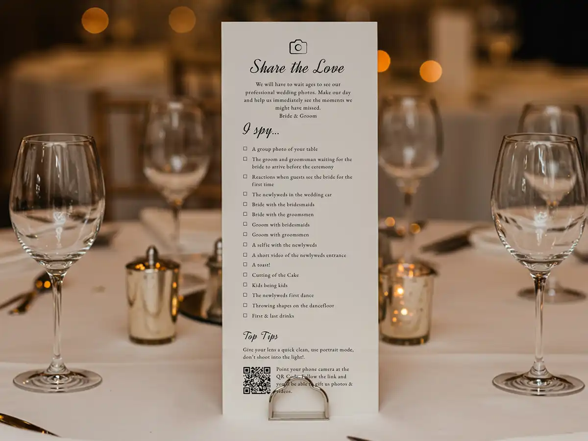 An I spy game where guests search for specific moments to capture and upload